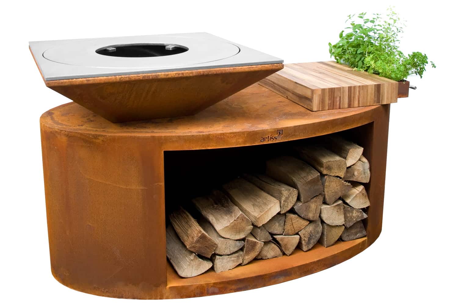 Artiss Feuerstelle G3 Corten 5901592605039 mit Kochplatte - Garten und Feuer