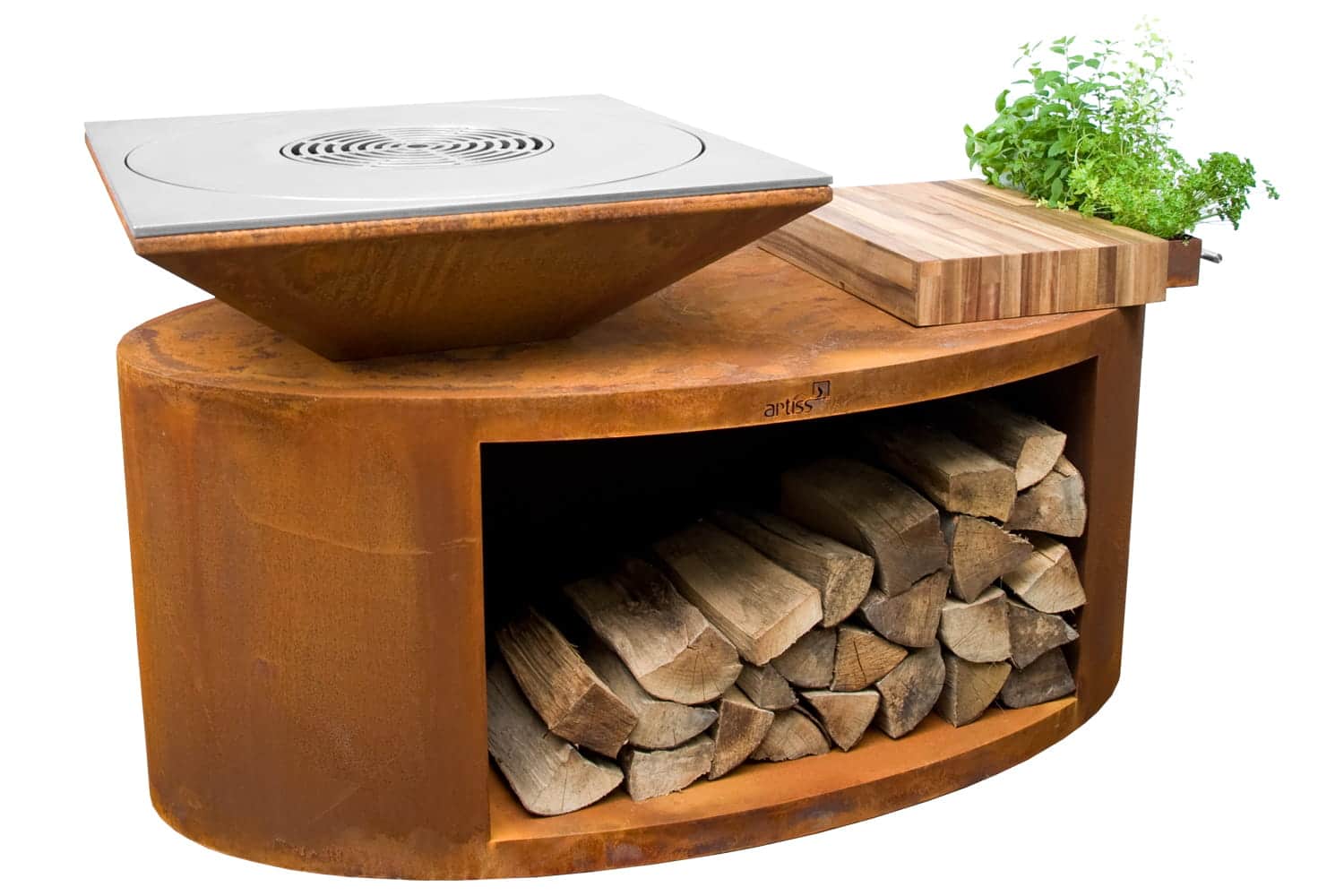 Artiss Feuerstelle G3 Corten 5901592605220 mit Kochplatte - Garten und Feuer
