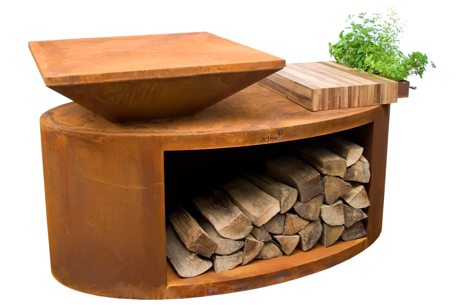 Artiss Feuerstelle G3 Corten 5901592605251 mit Kochplatte - Garten und Feuer