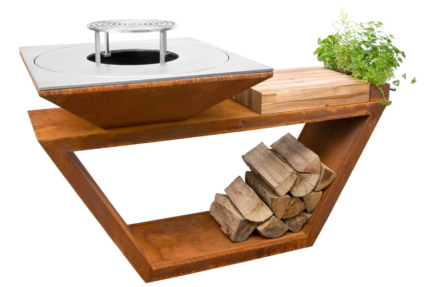Artiss Feuerstelle G4 Corten 5901592605237 mit Kochplatte - Garten und Feuer