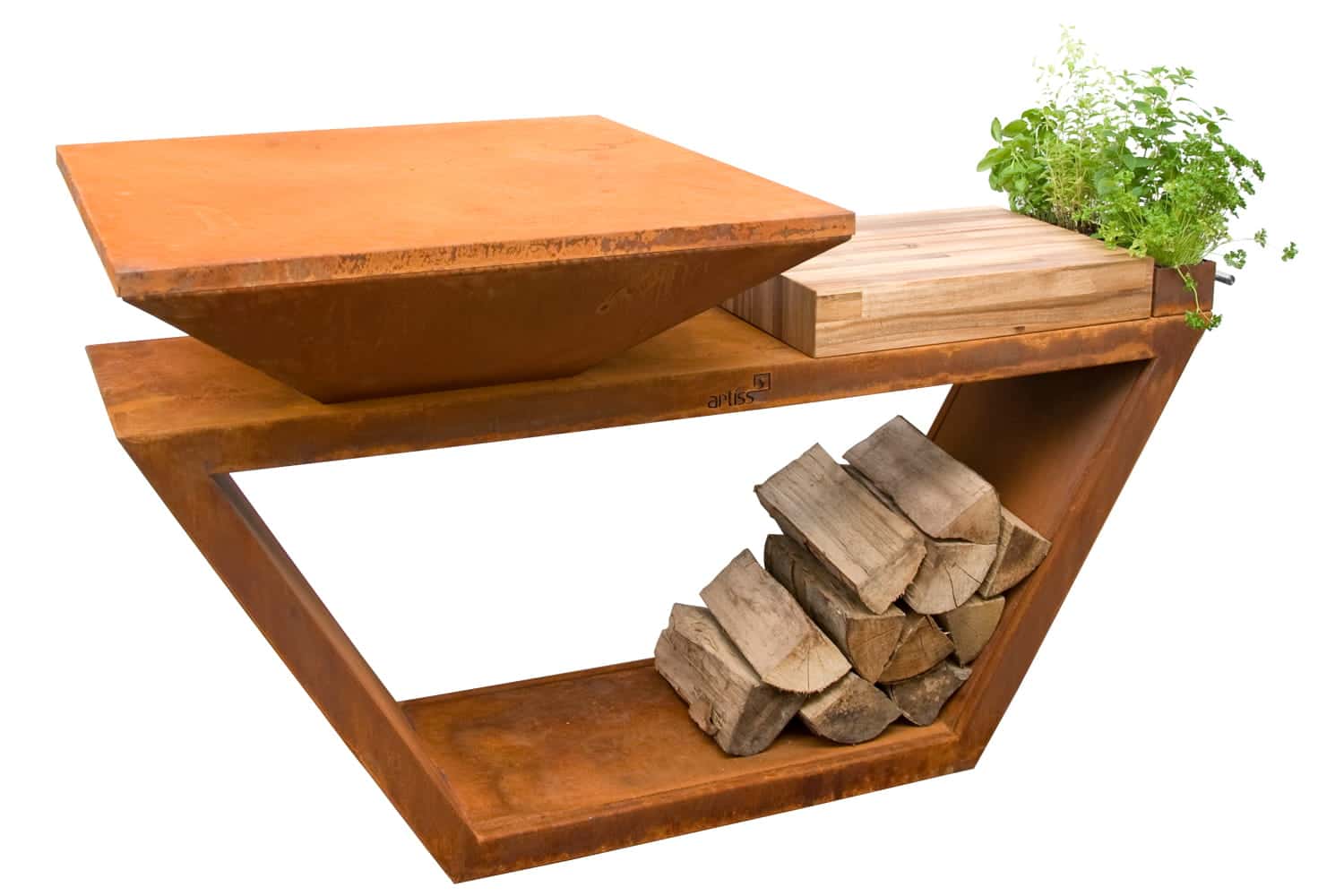 Artiss Feuerstelle G4 Corten 5901592605268 mit Kochplatte - Garten und Feuer