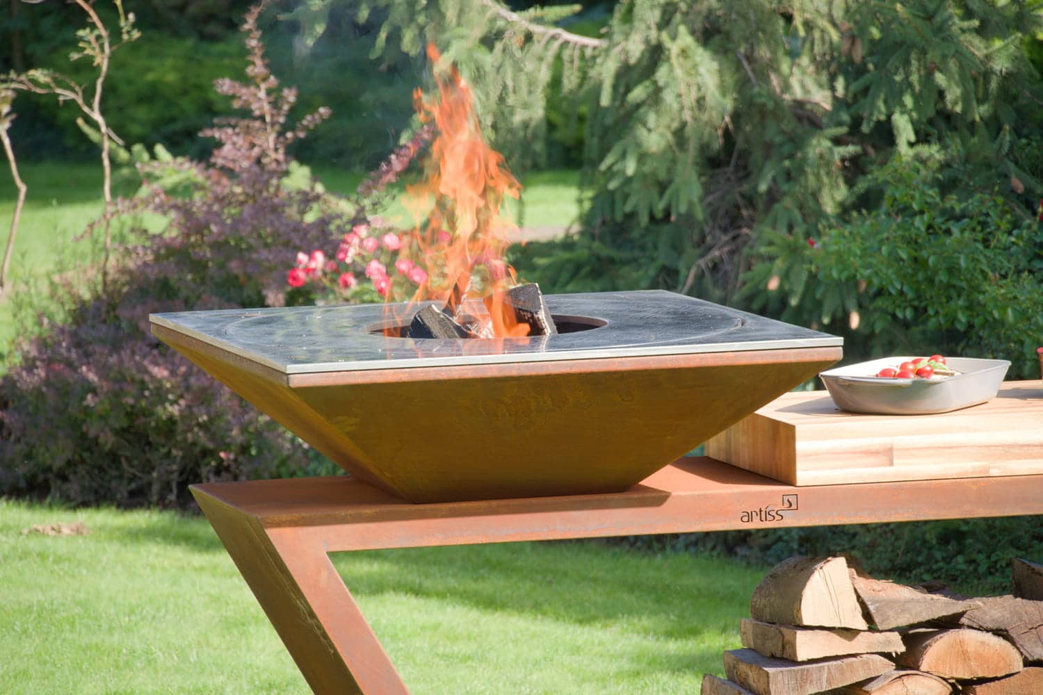 Artiss Feuerstelle G4 Corten 5901592605268 mit Kochplatte 3 - Garten und Feuer
