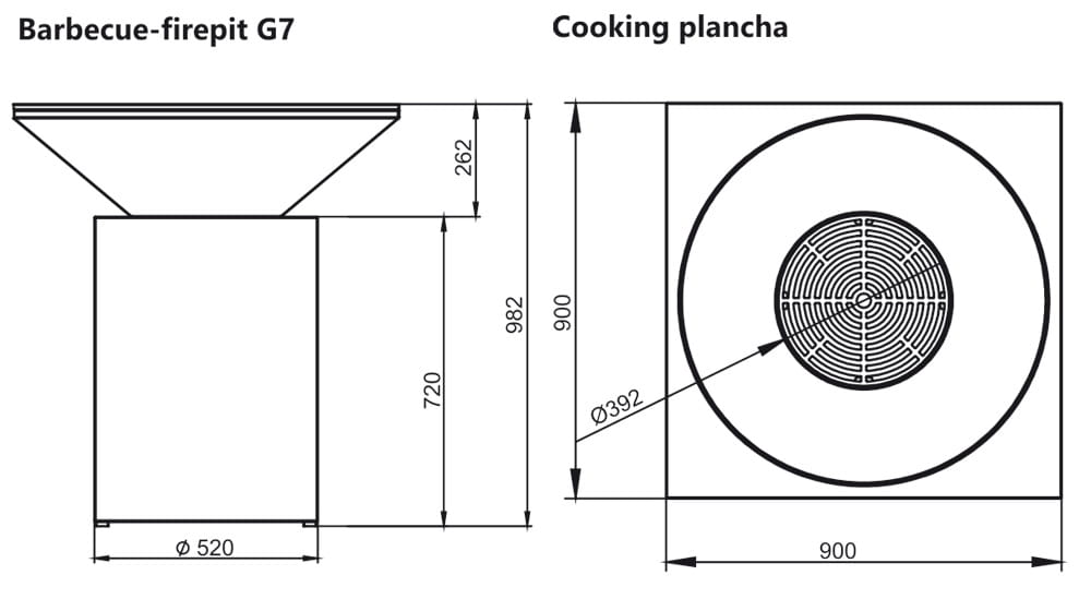 Artiss Feuerstelle G7 mit Kochplatte G8 Corten 6 - Garten und Feuer