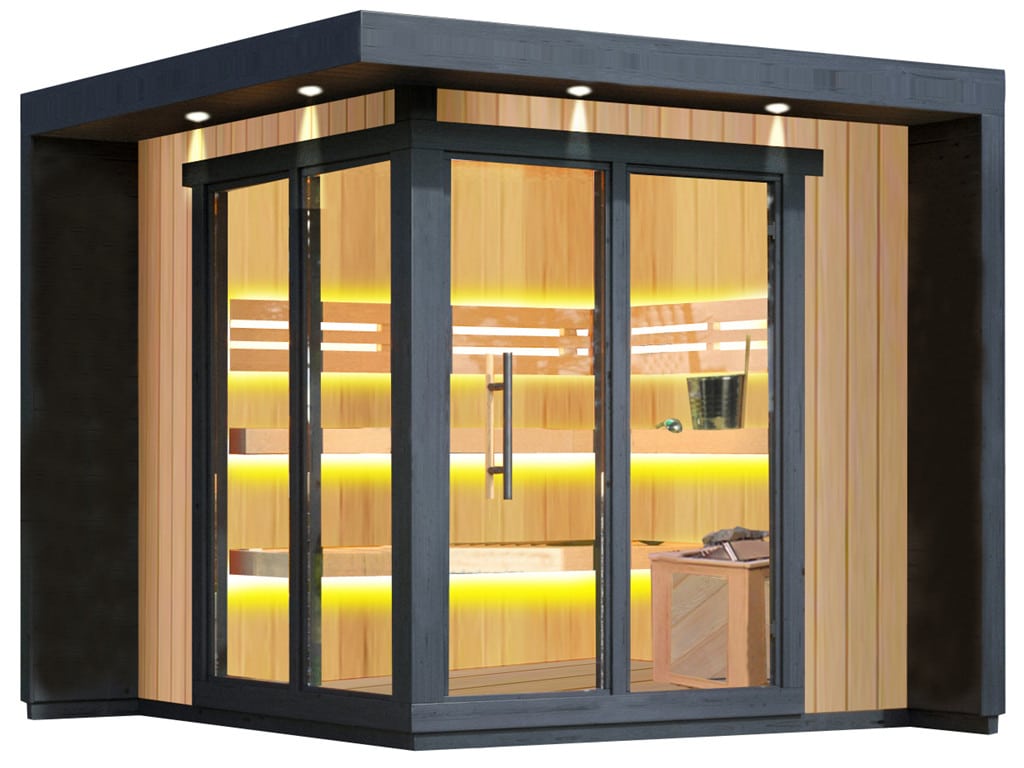 Gartensauna mit Bio Kombiofen Garten und Feuer de 1 1 - Garten und Feuer