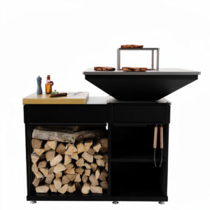 Kratki Quadrum Horizontal Feuerstelle mit Grill und Kochplatte