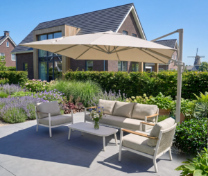 Lesli Living Loungeset Saros Crema mit Sonnenschirm