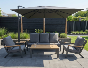 Lesli Living Loungeset  Donnan Crema mit Sonnenschirm