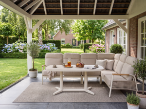Lesli Living Lounge-Eckset Lanoso Crema mit Tisch (höhenverstellbar)