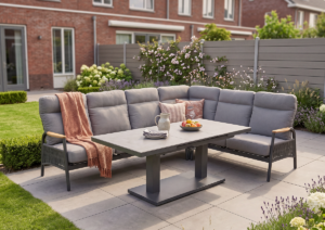 Lesli Living Lounge-Eckset Lanoso mit Hub- Ausziehtisch