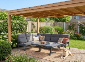 Lesli Living Lounge-Eckset Ohio mit Hub- Ausziehtisch
